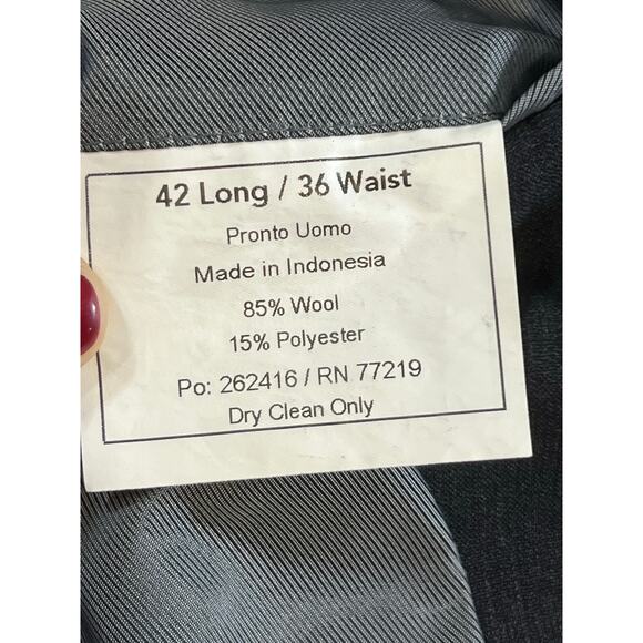 Promto Uomo Suit Jacket Blazer Wool Charcoal Grey Mens Size‎ 42 Long 36 Waist - Picture 5 of 7